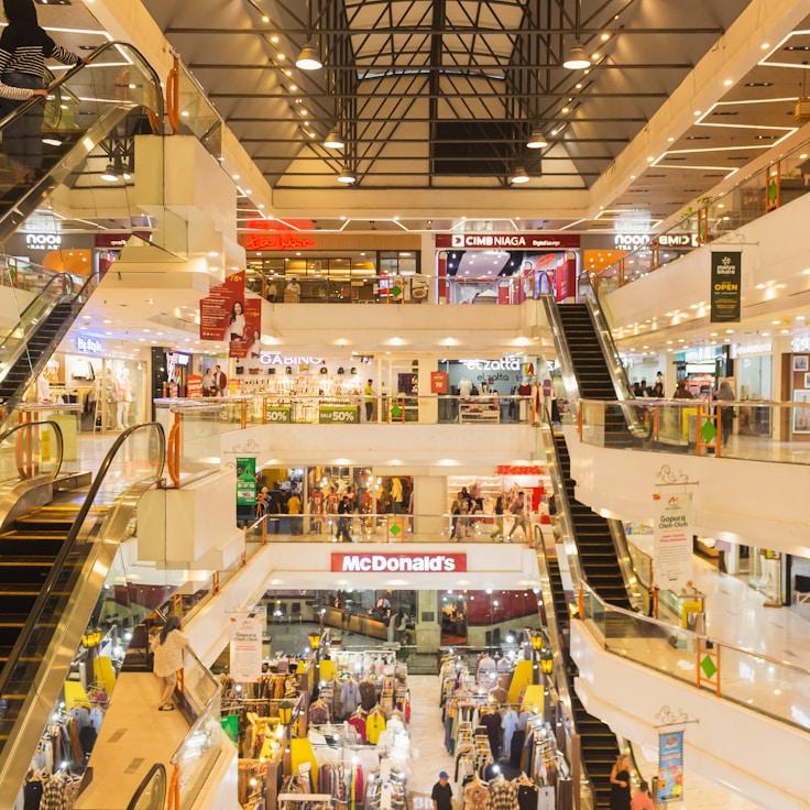 Shopping mall with wide corridors suitable for strollers